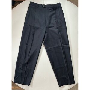 VTG Luis Valentino Dress Pants Mens 32 Black Pleated Virgin Wool Italy Luxe